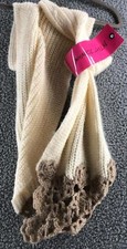 Betsey Johnson New Womens Infinity Scarf Ivory Sand Acrylic Knit Winter Bloom