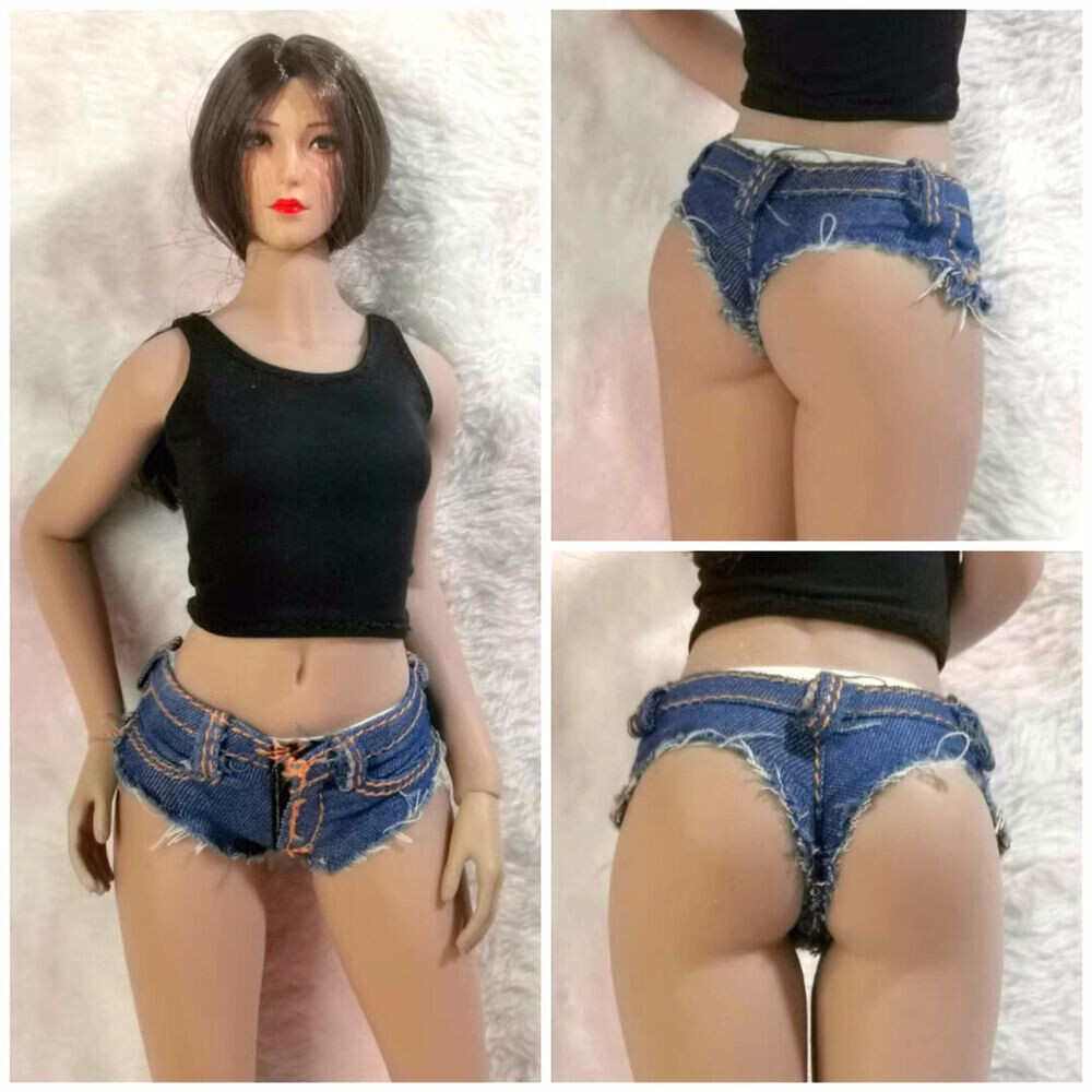 1/6 Female Action Figure Body Blue Denim Shorts Clothes Model Fit 12'' PH