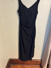 David Warren  new york dress black sequin long formal evening cocktail gown 12