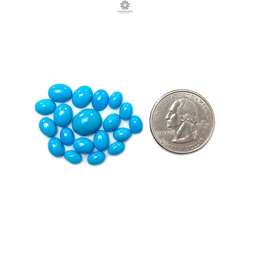 Lotes de cabujones con forma ovalada de piedras preciosas turquesa azul de Arizona de la Bella Durmiente natural - Imagen 4 de 10