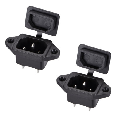 2Stk C14 Panel Mount Stecker Adapter AC250V10A 3Pin IEC Einlass Stecker