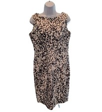 Calvin Klein Womens Sheath Mini Dress 10 Black White Sleeveless Animal Print