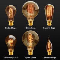 B22 Bayonet Filament Vintage Edison Style Squirrel Cage Lamp Light Bulbs 