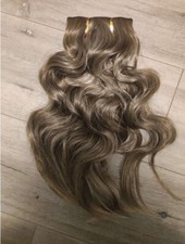 ALXNAN Clip in Long Wavy Synthetic Hair Extension Medium Brown 4PCS - 20"