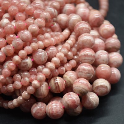 Rhodochrosit Runde Perlen - 4 mm 5 mm 6 mm 7 mm 8 mm 10 mm - 14 Zoll, Schmuckherstellung