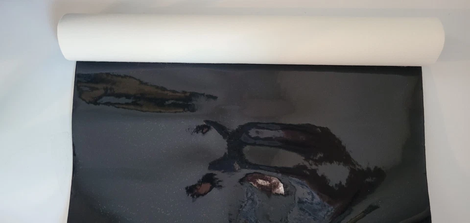 Holographic Laser Flash Crystal Black PU Faux Leather Fabric, 12''X53" Roll - Image 2 of 3