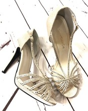 Caparros Ivory Blush Sequin Open Toe Formal Heels Size 10 B Prom Wedding