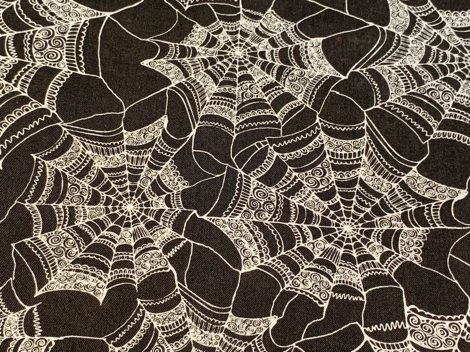 Ткань паутина Хэллоуин на черный хлопок пружины творческий 1/4 ярда 1100715 - Изображение 2 из 4