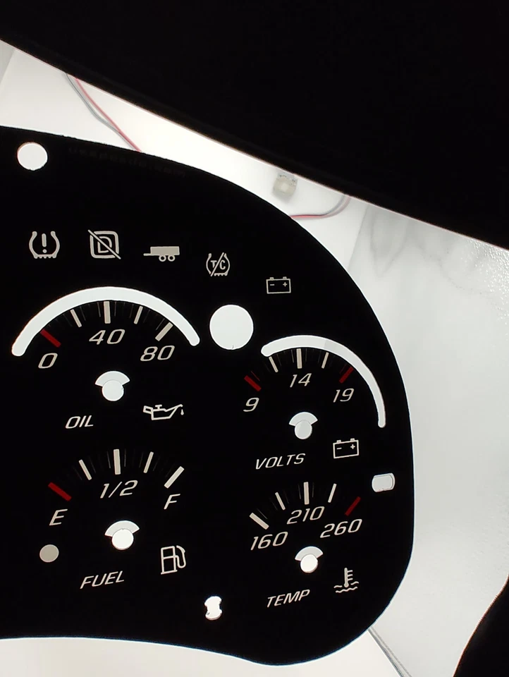 Silverado SS Estilo Negro Calibre Cara para GM Clusters 2006 07 1500 Gas Edición LED Foto 4 de 4