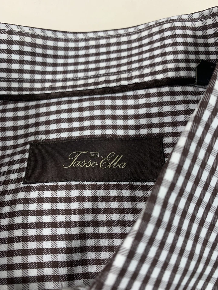 Tasso Elba Shirt Mens XL Check Long Sleeve Pocket Button Up Brown - Image 3 of 4