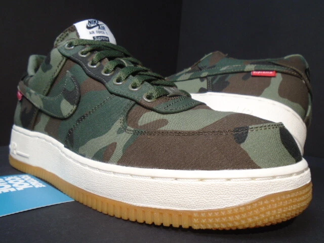 NIKE AIR FORCE 1 LOW PREMIUM 08 NRG SUPREME CAMO GREEN BROWN GUM