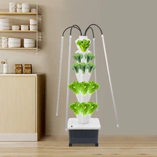 Hydroponics System with Grow Lights - 40 Hole Vertical Garden Tower Kit