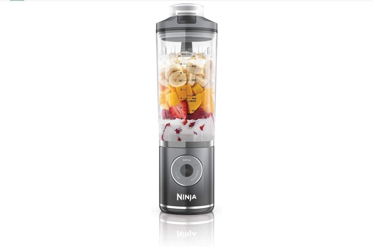 Ninja Blast Max Mixeur Portable Gris avec Tasse Sans Fil et Couvercle Étanche