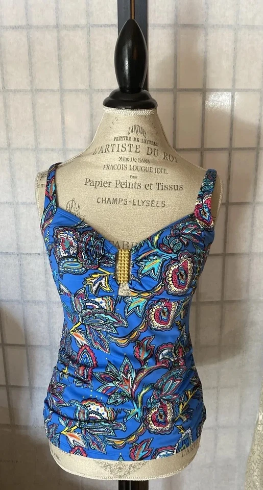 Jantzen para Perry Ellis Mujer 8 Traje de Baño Tankini Sujetador Forro Superior Alta Calidad Foto 2 de 4