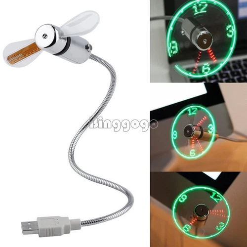 Mini USB Ventilator Lüfter Fan mit Clock Zeit LED für PC Notebook Laptop MA730