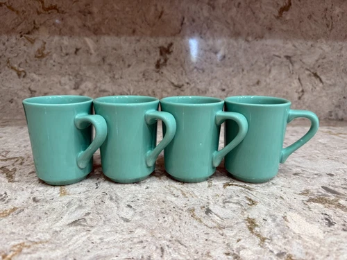 Fiesta Ware MUG CUP Homer Laughlin HLC USA  light green turquoise 4"x3" 4qty