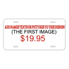 Custom Personalized License Plate Tag With Blue Creative Background Add Names