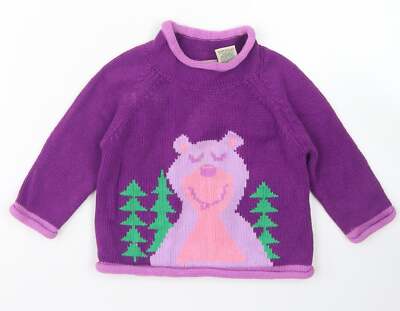 L.L. Bean Mädchen lila Baumwollmischung Pullover Größe 6-9 Monate-Bär