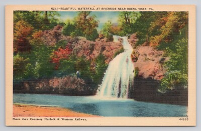 Waterfall at Riverside Buena Vista Virginia Postcard