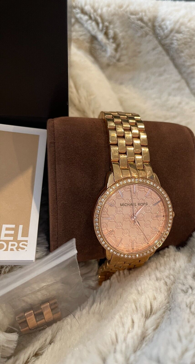 NEW Michael Kors Ladies Rose Gold & Clear Crystal Fashion 