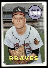 1969 Topps CLAUDE RAYMOND #446 Atlanta BRAVES no creases