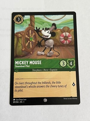 Disney Lorcana “Mickey Mouse Steamboat Pilot” rare Non Foil Card