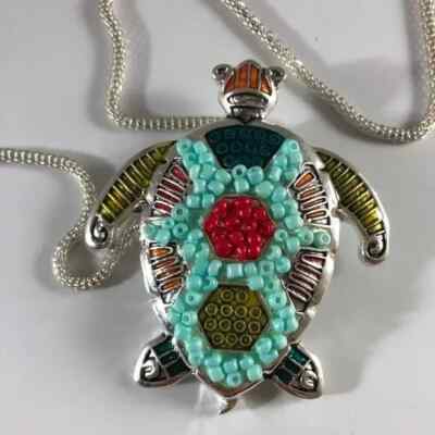 Handcrafted Beaded Turtle Necklace NEW