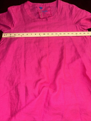 Yuvita 100% Linen Tunic Dress L Oversized Purple Short Sleeve Lagenlook Boho - Picture 12 of 13