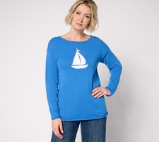 Belle by Kim Gravel Harbor Island Sweater Santorini Blue XL New