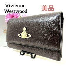 Vivienne Westwood dark brown full leather gold big orb A-250613-10