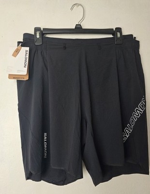 Salomon Sense Aero 7'' Shorts Deep Black Men s Size Large Slim Lightweight NWT
