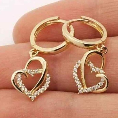 2Ct Round Cut Simulated Diamond Drop Dangle Earrings 14k Yellow Gold Plated