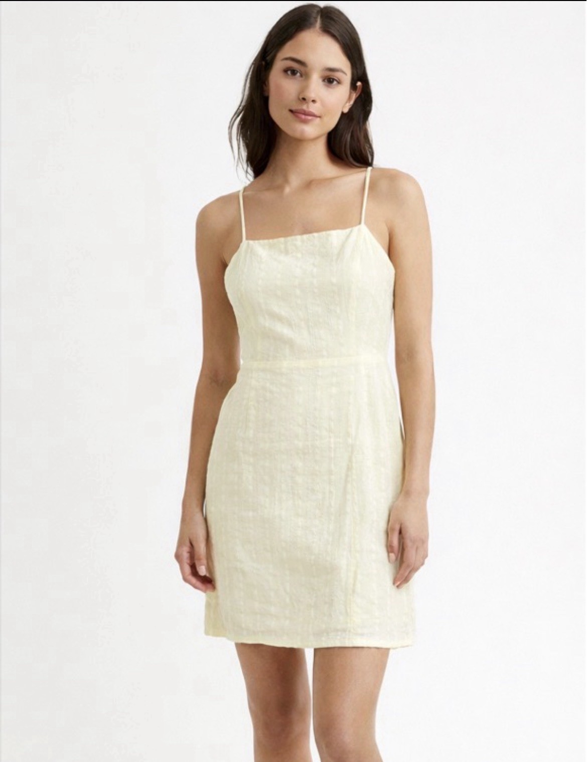 Nasty Gal Pale Yellow Seersucker Linen Bow Back Cottagecore Picnic Mini Dress