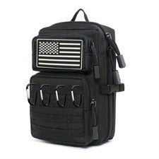 Compact Molle Utility Pouch with 4 Buttons Silicone Flag for Camping