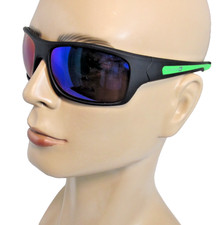 QUIKSILVER Mens Black Wrap-around Plastic Sunglasses Green Accent QS3016OP-002
