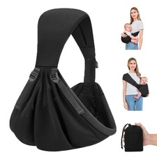 HuiFen Baby Sling Carrier Newborn to Toddler, Upgraded Adjustable Black