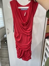 Vera Wang Lavender Label Hot Red Dress Size Two Plunging Neckline