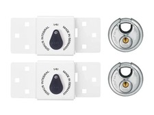 Image of ABUS 141/200 Diskus� Integral Van Lock White & 26/70mm Diskus� Padlock Twin Pack