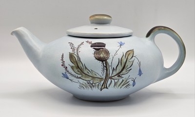 Vintage Buchan Thistle Stoneware Tea Pot Portabello Scotland 10.5''W x4.75''H Mint