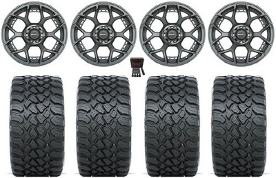 Madjax Evolution 15'' Golf Wheels Gunmetal 23'' Nomad Tires E-Z-GO & Club Car
