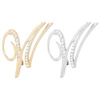 Brief Broschen Pins, 2Stk Initial Letter W Strass Broschen Metall, Gold Silber