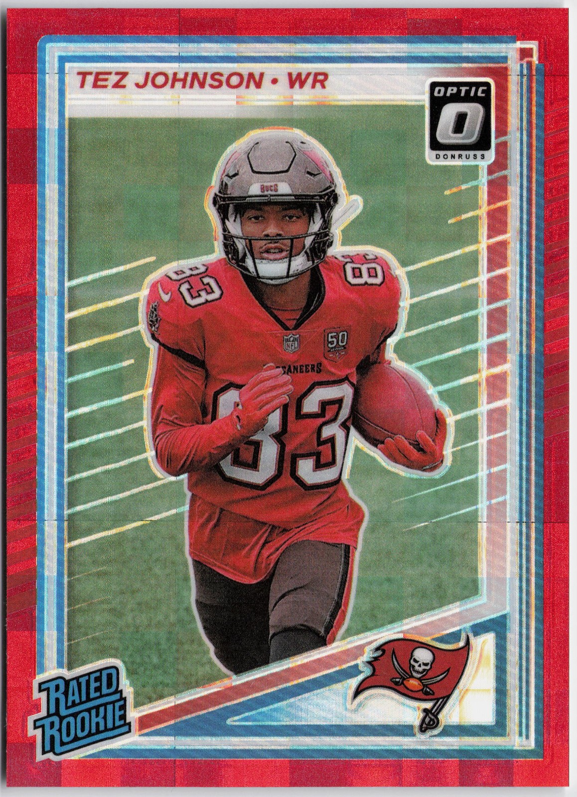 2025 Donruss #313 Tez Johnson Optic Rated Rookies Preview Red Pandora RC