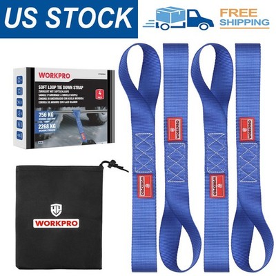 WORKPRO 4x Heavy Duty Soft Loop Tie Down Straps 1.6''x17'' 5000lbs Break Strength