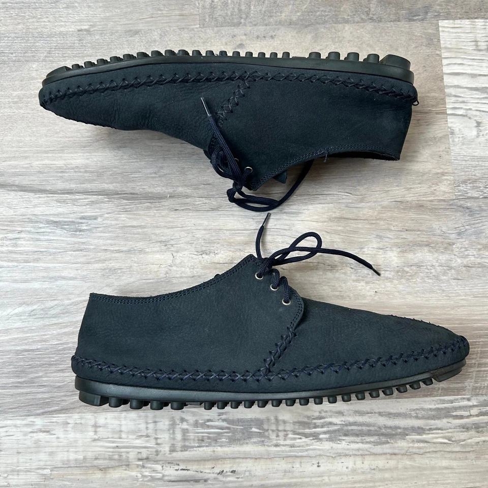 Bally Navy Leather Moc Toe Lace-Up Shoes Men’s EU 40 Made in Italy - Image 2 of 4