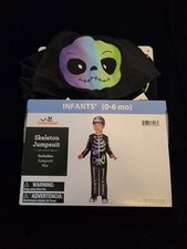 Colorful Baby Skeleton Costume Size 0-6 Months Hat Jumpsuit New In Package