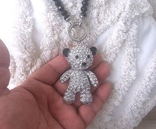 XXL Teddy, Bär, Natur Anhänger, bewegl. Kopf mit funkelnden Steinen besetzt