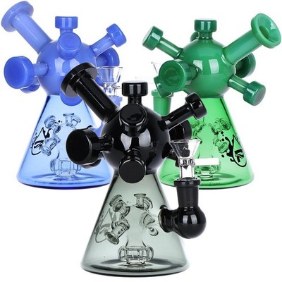 Pulsar Molecule Glass Water Pipe - 7'' / 14mm F / Colors Vary