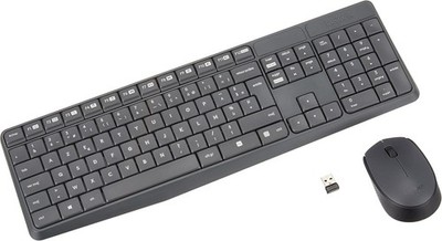 Logitech MK235 Kabelloses Tastatur und Maus Set AZERTY für Windows, Grau
