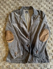 Vintage Gap Men's Corduroy Blazer Gray with Brown Elbow Patches Size M