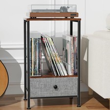 Record Player Stand with Vinyl Storage, 2-Tier Shelf 15.75"D x 11.81"W x 25.59"H